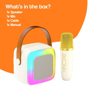 Family Fun Karaoke Machine with wireless speaker and microphone set for kids' singing and entertainment