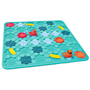 Build-A-Path Logic Puzzle with bulldozer, track pieces, and 118 challenge cards for STEM learning and problem-solving fun