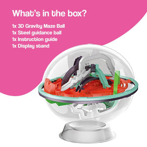 3D Gravity Maze brain-training toy with metal ball navigating numbered checkpoints for kids aged 6+