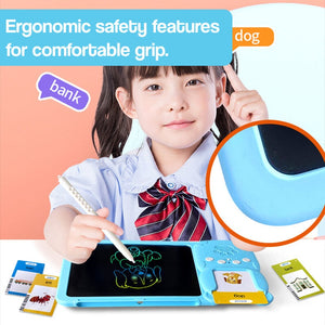 SmartTrace multi-sensory learning tablet with LCD drawing board and vocabulary flashcards for kids