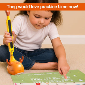 Easy-to-use adorable elk-shaped guitar for kids playing seven musical notes with volume and pitch control