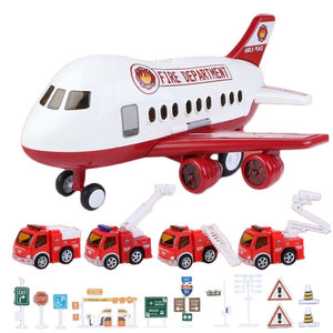 Little Hero Command Center jumbo airplane toy with lights, sounds, ramp launcher, and rescue vehicles for kids ages 2+