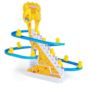Yellow Little Duck electric toy climbing stairs with lights and music for toddlers