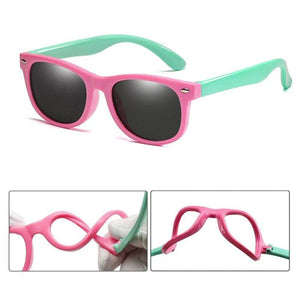 Colorful flexible kids polarized sunglasses offering UV protection and unbreakable rubber frames