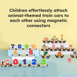 Wooden Animals & Numbers Magnetic Train Set