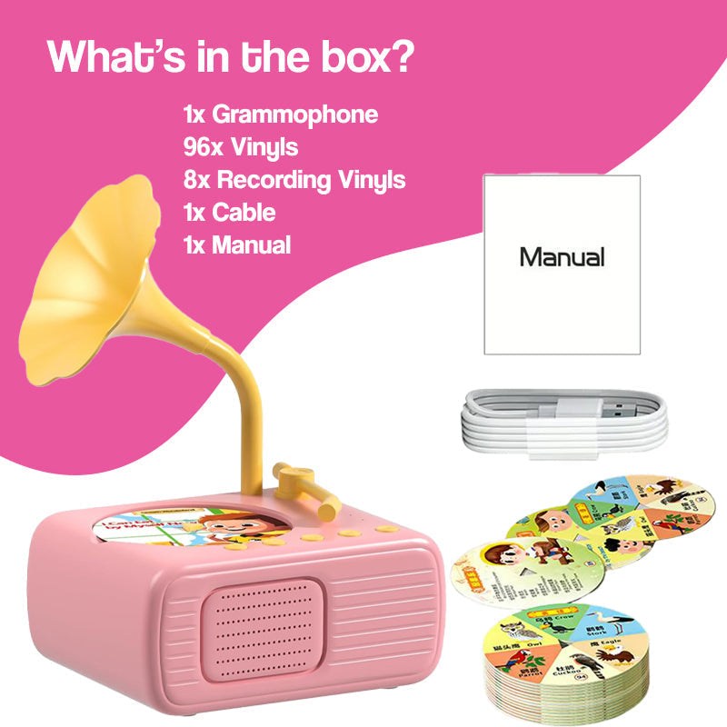 Smart Mini Phonograph with 96 Vinyls + Bluetooth