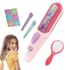 DIY bead machine and hair dye stick set for creative kids with colorful glitter and accessories