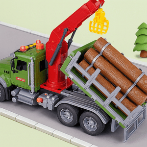 Oversized Timber Transport Toy Truck with Crane