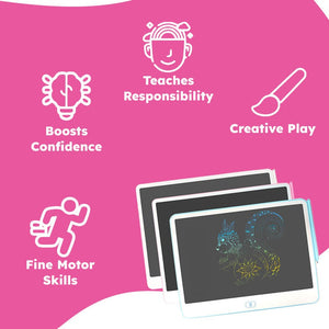 20-inch colorful LCD drawing board for kids with eye-safe glow, stylus pen, and creative play features