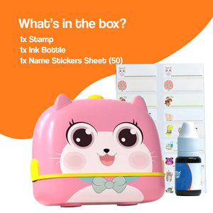 TinyStamper customized name stamp for kids' belongings, waterproof and refillable