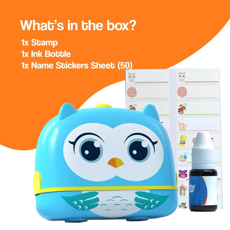 TinyStamper customized name stamp for kids' belongings, waterproof and refillable