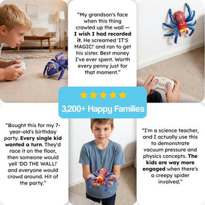 2-in-1 Climbing and Crawling RC Spider toy climbing wall with remote control and light-up eyes