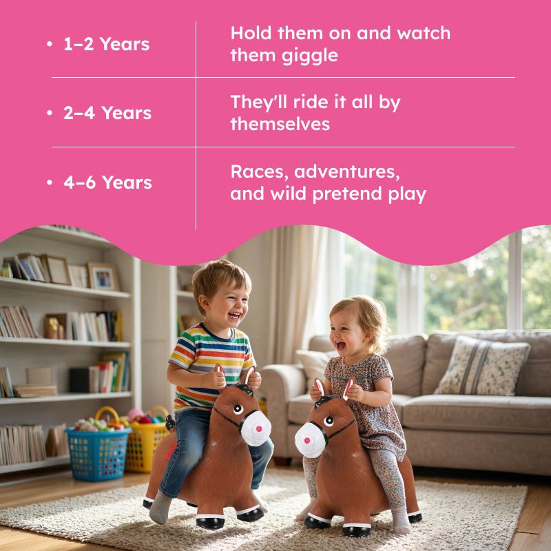 My First Bouncy Pet toddler toy made of thick burst-resistant PVC with easy-grip handles for indoor and outdoor bouncing fun