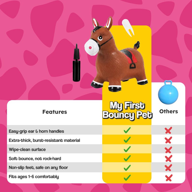 My First Bouncy Pet toddler toy in thick burst-resistant PVC with easy-grip handles and included pump