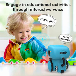 Robby the Robot interactive toy with voice recognition for educational activities and emotional companionship