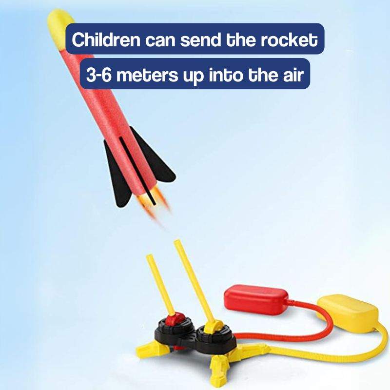 Dual Toy Rocket Launcher with dual stomp launchers sending rockets 3-6 meters high for outdoor kids' play