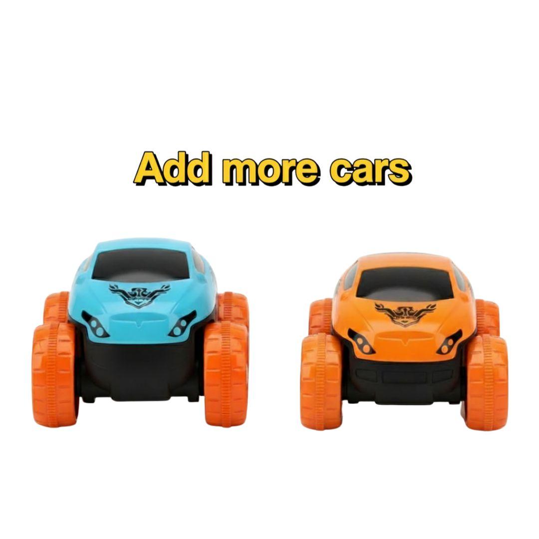 FlexiLoop LED extra racing cars 2-pack with blue and orange mini cars and orange wheels
